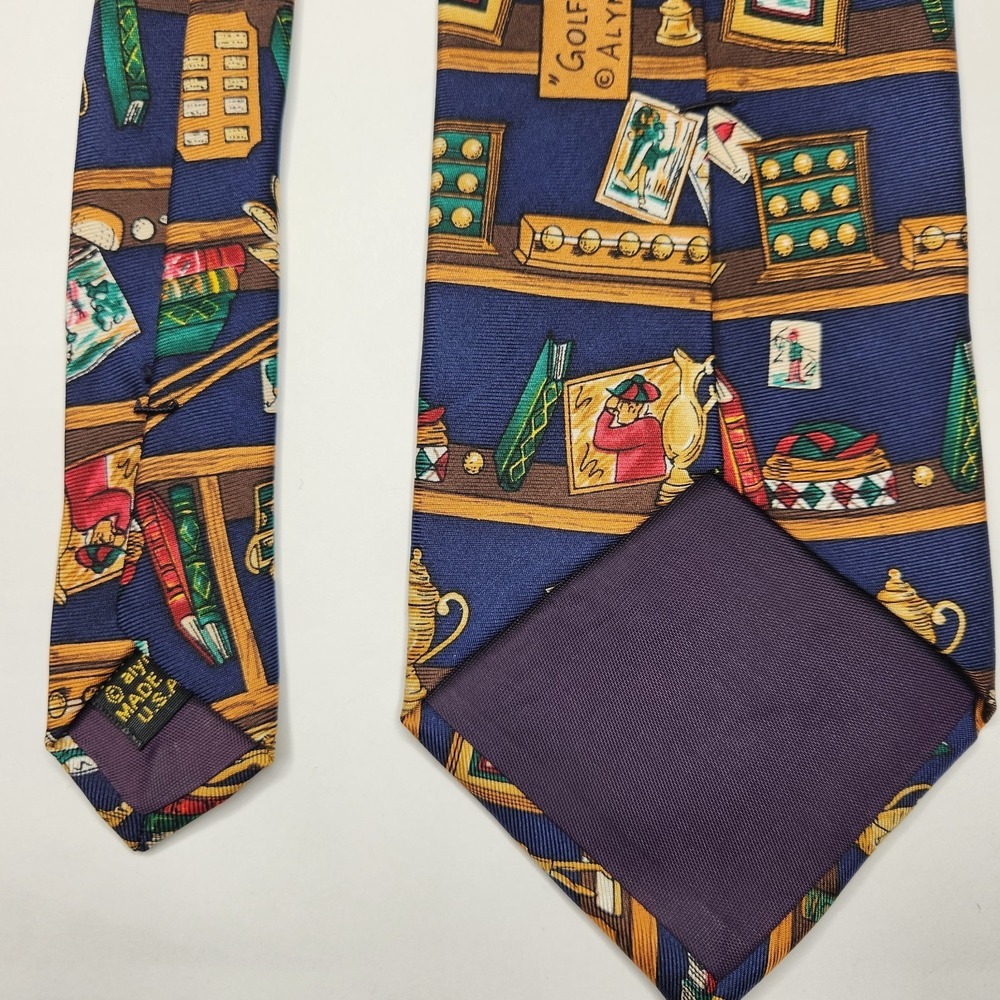 Men's 100% Silk Neck Tie Multi Color Golf Collection Sports Alynn Neckwear - Picture 3 of 8
